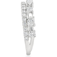 14K White Gold Two-Tiered Fashion Ring with Prong and Channel Set Round Diamonds - 0.88 Carat Total Diamond Weight by Auriventus