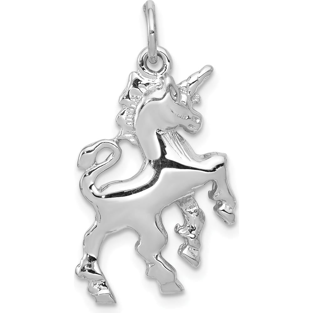 14K White Gold Unicorn Charm Pendant with Rhodium Plating by 0