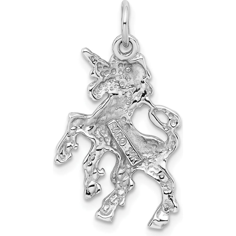 14K White Gold Unicorn Charm Pendant with Rhodium Plating by 0
