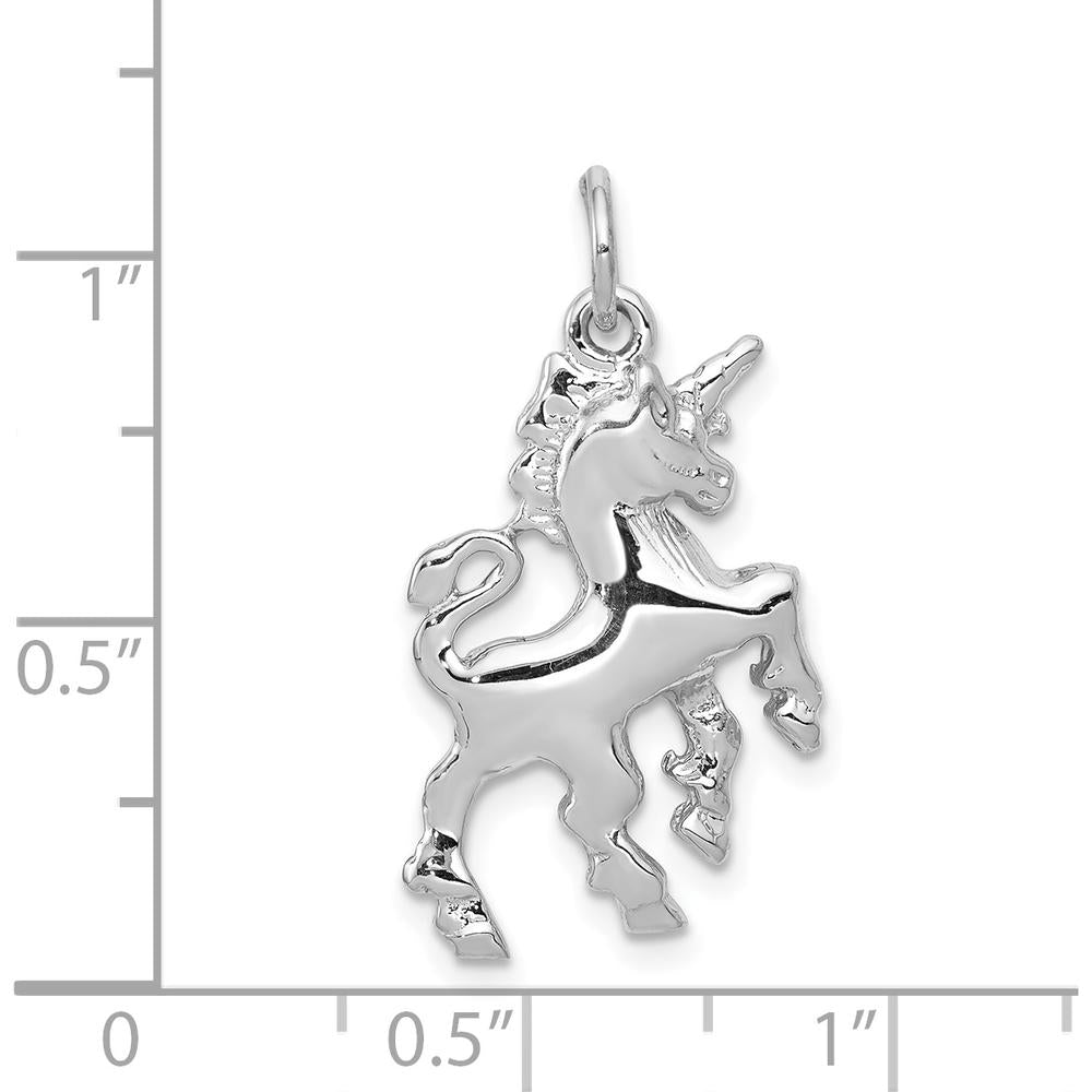 14K White Gold Unicorn Charm Pendant with Rhodium Plating by 0