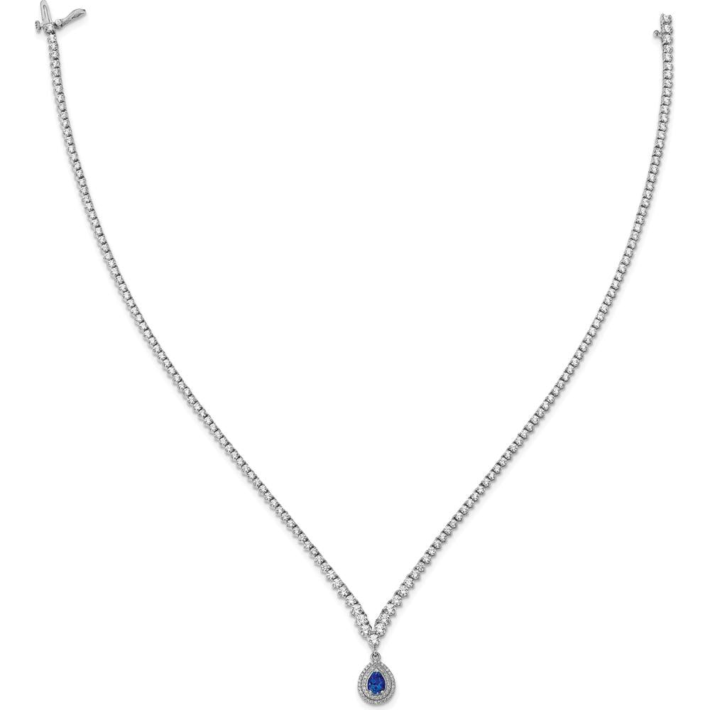 14K White Gold V-Necklace with Round Diamonds - 9.29 Carat Total Diamond Weight by Monteluci Fine Jewelry