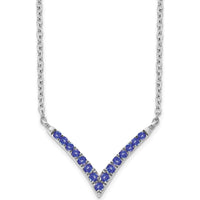 14K White Gold V-Shaped Tanzanite Necklace with Round Stones - 0.32 Carat Total Tanzanite Weight by Lumare Gioia