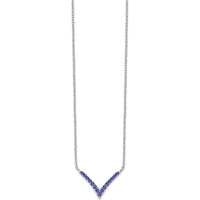 14K White Gold V-Shaped Tanzanite Necklace with Round Stones - 0.32 Carat Total Tanzanite Weight by Lumare Gioia