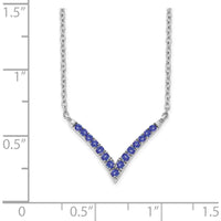 14K White Gold V-Shaped Tanzanite Necklace with Round Stones - 0.32 Carat Total Tanzanite Weight by Lumare Gioia