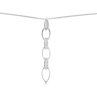 14K White Gold Vertical Drop Pendant with Marquise Shaped Diamond Stations - 0.02 Carat Total Diamond Weight - Royal Jewelry