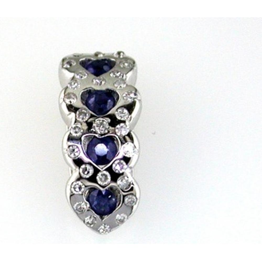 14K White Gold Vertical Sapphire and Diamond Pendant with Round Sapphires - 0.27 Carat Total Sapphire Weight and 0.17 Carat Total Diamond Weight - Royal Jewelry