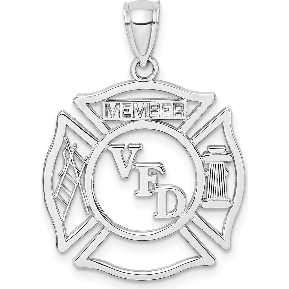 14K White Gold VFD Member Shield Charm Pendant - Polished Finish by Oro Pregiato