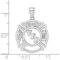 14K White Gold VFD Member Shield Charm Pendant - Polished Finish by Oro Pregiato