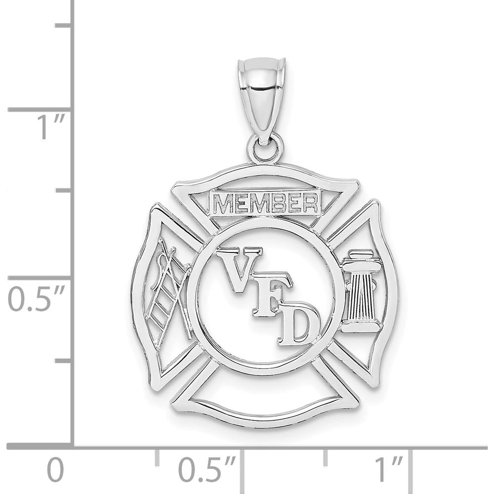14K White Gold VFD Member Shield Charm Pendant - Polished Finish by Oro Pregiato
