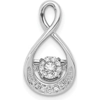 14K White Gold Vibrant Moving Diamond Teardrop Pendant - 0.07 Carat Total Diamond Weight by Monteluci Fine Jewelry