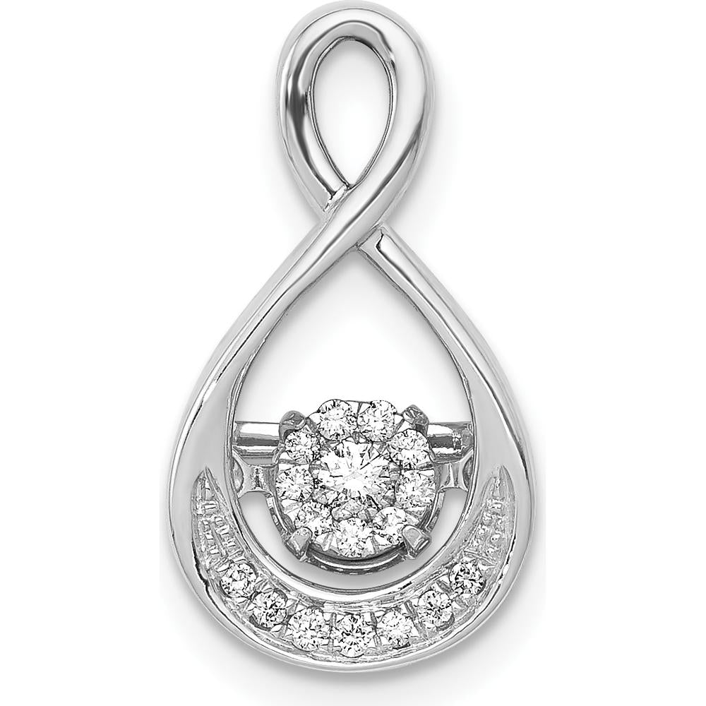14K White Gold Vibrant Moving Diamond Teardrop Pendant - 0.07 Carat Total Diamond Weight by Monteluci Fine Jewelry