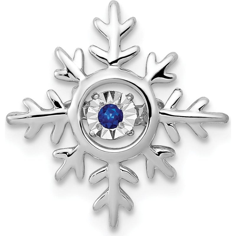14K White Gold Vibrant Moving Sapphire Snowflake Pendant - 0.03 Carat Sapphire by Monteluci Fine Jewelry