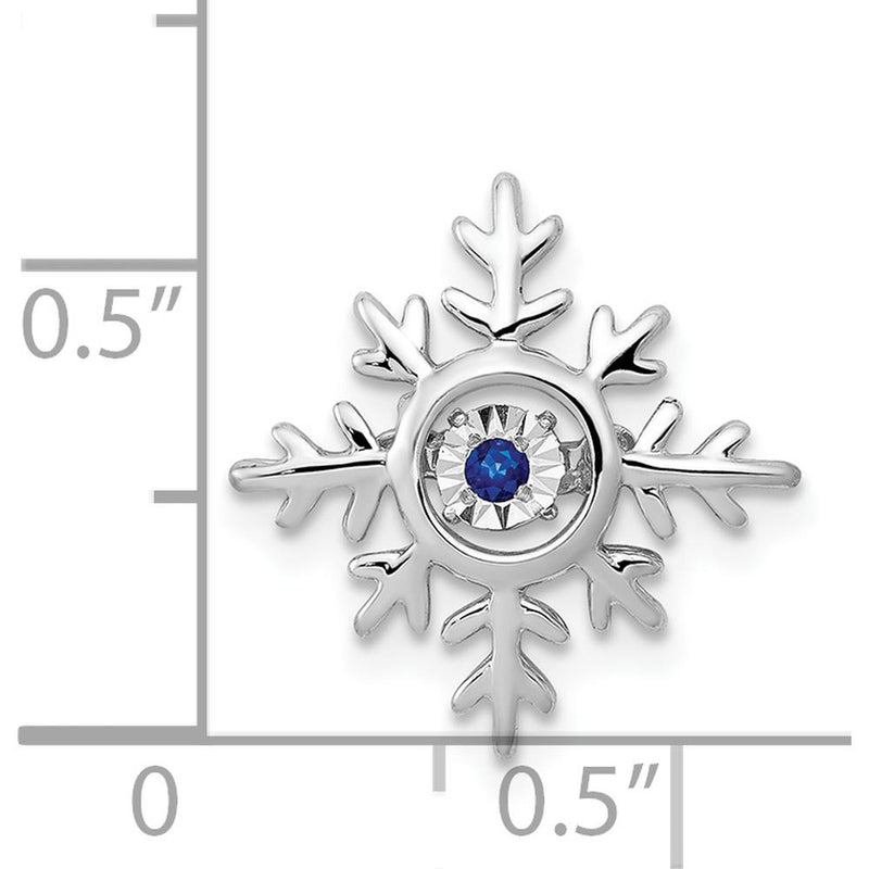 14K White Gold Vibrant Moving Sapphire Snowflake Pendant - 0.03 Carat Sapphire by Monteluci Fine Jewelry