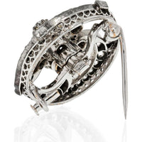 14K White Gold Victorian Floral Diamond Brooch - 5.00 Carats Total Diamond Weight