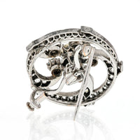 14K White Gold Victorian Floral Diamond Brooch - 5.00 Carats Total Diamond Weight