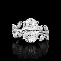 14K White Gold Vine-Inspired Special Ring with Round and Marquise Lab Diamonds - 0.43 Carats Total Diamond Weight - Covaloro Fine Jewelry