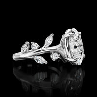 14K White Gold Vine-Inspired Special Ring with Round and Marquise Lab Diamonds - 0.43 Carats Total Diamond Weight - Covaloro Fine Jewelry
