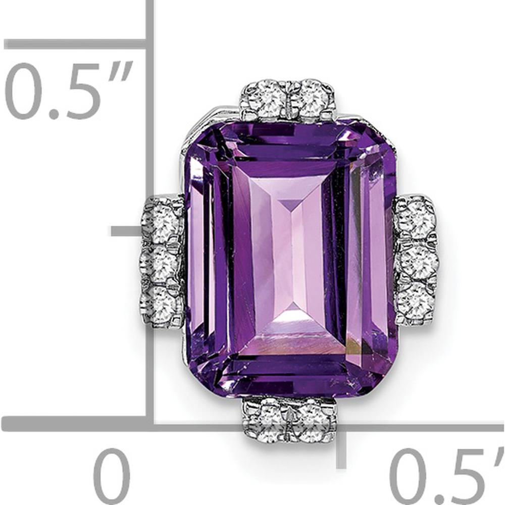 14K White Gold Vintage Amethyst and Diamond Pendant Slide - 1.78 Carat Amethyst, 0.06 Carat Diamond by Lumare Gioia