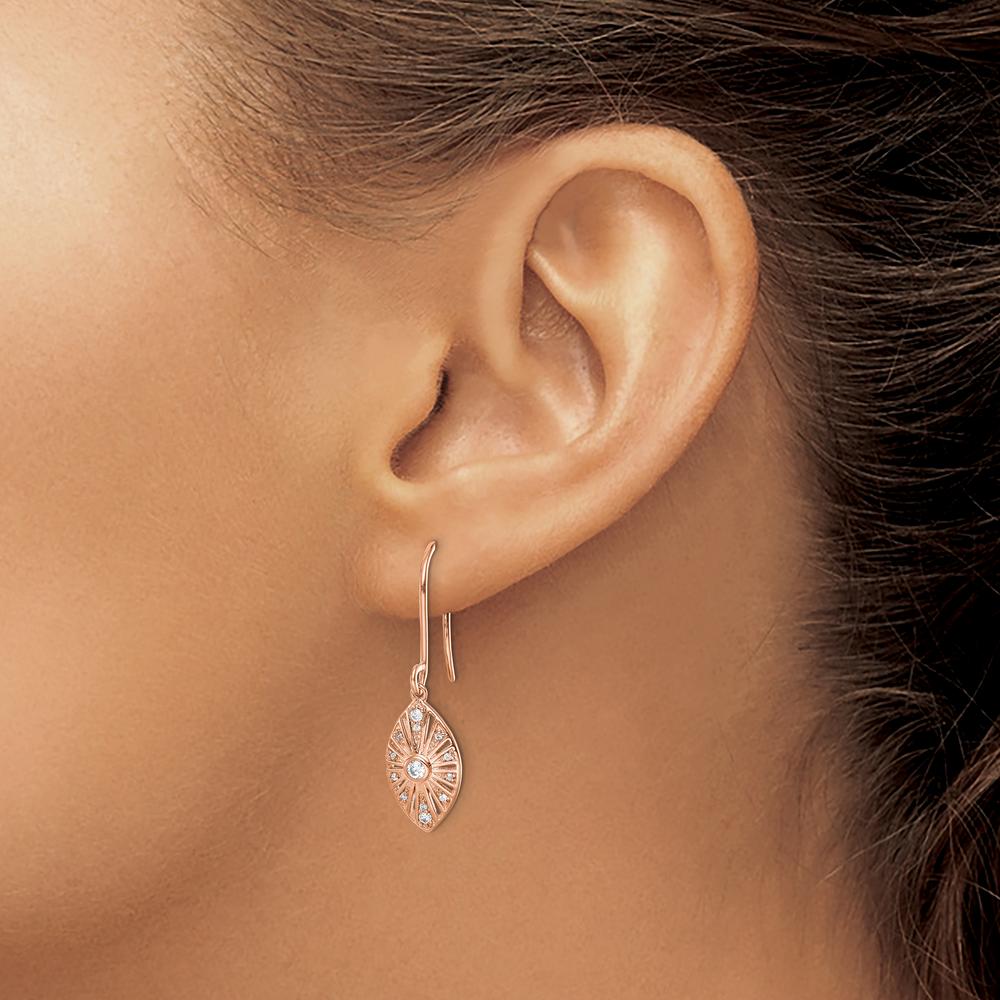 14K White Gold Vintage Diamond Dangle Earrings with 26 Natural Round Diamonds - 0.075 Carats Total Diamond Weight by Monteluci Fine Jewelry