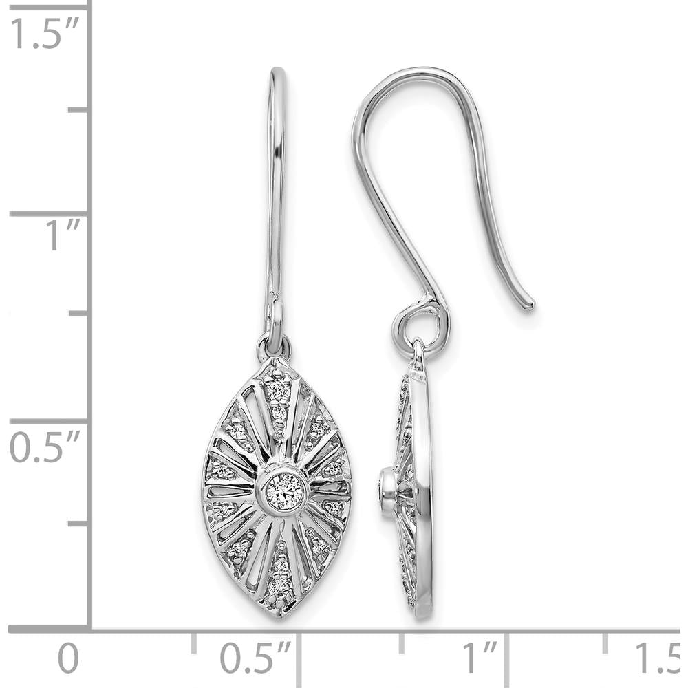 14K White Gold Vintage Diamond Dangle Earrings with 26 Natural Round Diamonds - 0.075 Carats Total Diamond Weight by Monteluci Fine Jewelry