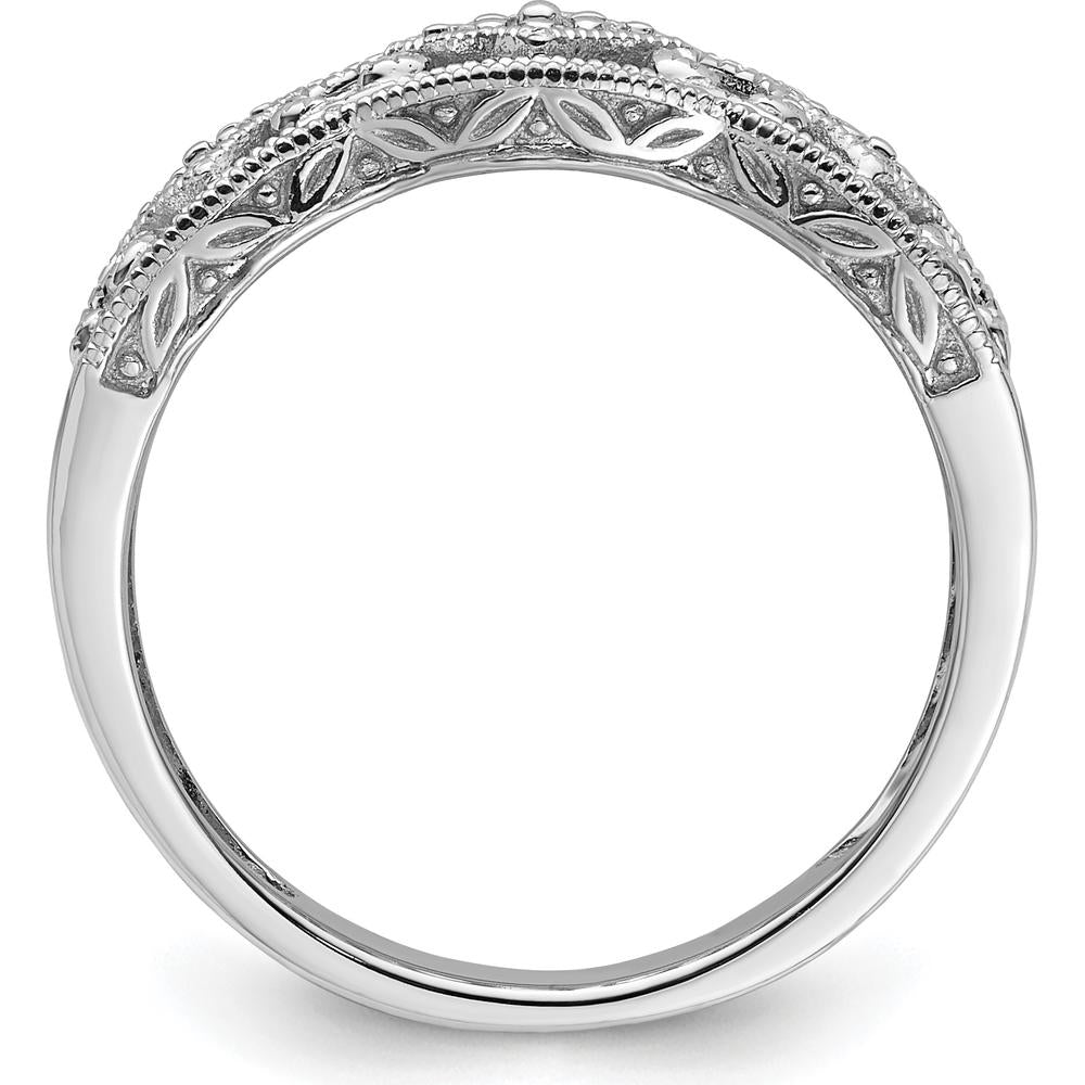 14K White Gold Vintage Diamond Ring with Round Natural Diamonds - 0.70 Carat Total Diamond Weight by 0