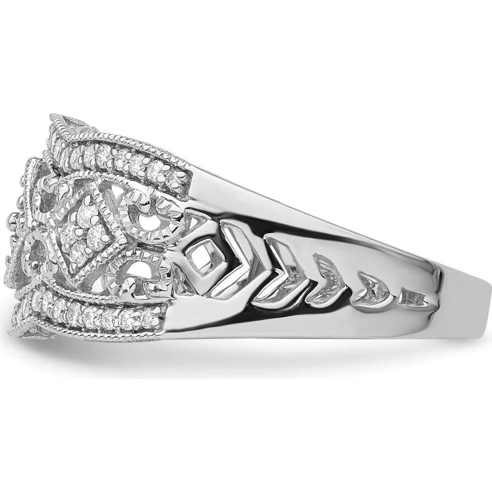 14K White Gold Vintage Diamond Ring with Round Natural Diamonds - 0.70 Carat Total Diamond Weight by 0