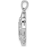 14K White Gold Vintage Pendant with Square and Round Diamonds - 0.14 Carat Total Diamond Weight by Monteluci Fine Jewelry