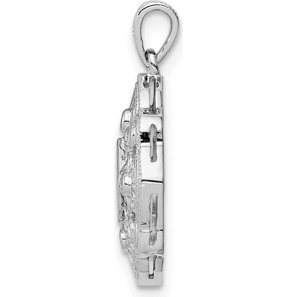 14K White Gold Vintage Pendant with Square and Round Diamonds - 0.14 Carat Total Diamond Weight by Monteluci Fine Jewelry