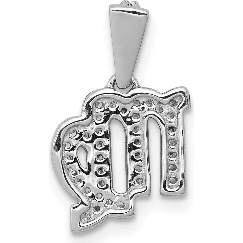 14K White Gold Virgo Zodiac Pendant with 41 Round Diamonds - 0.045 Carat Total Diamond Weight by Monteluci Fine Jewelry