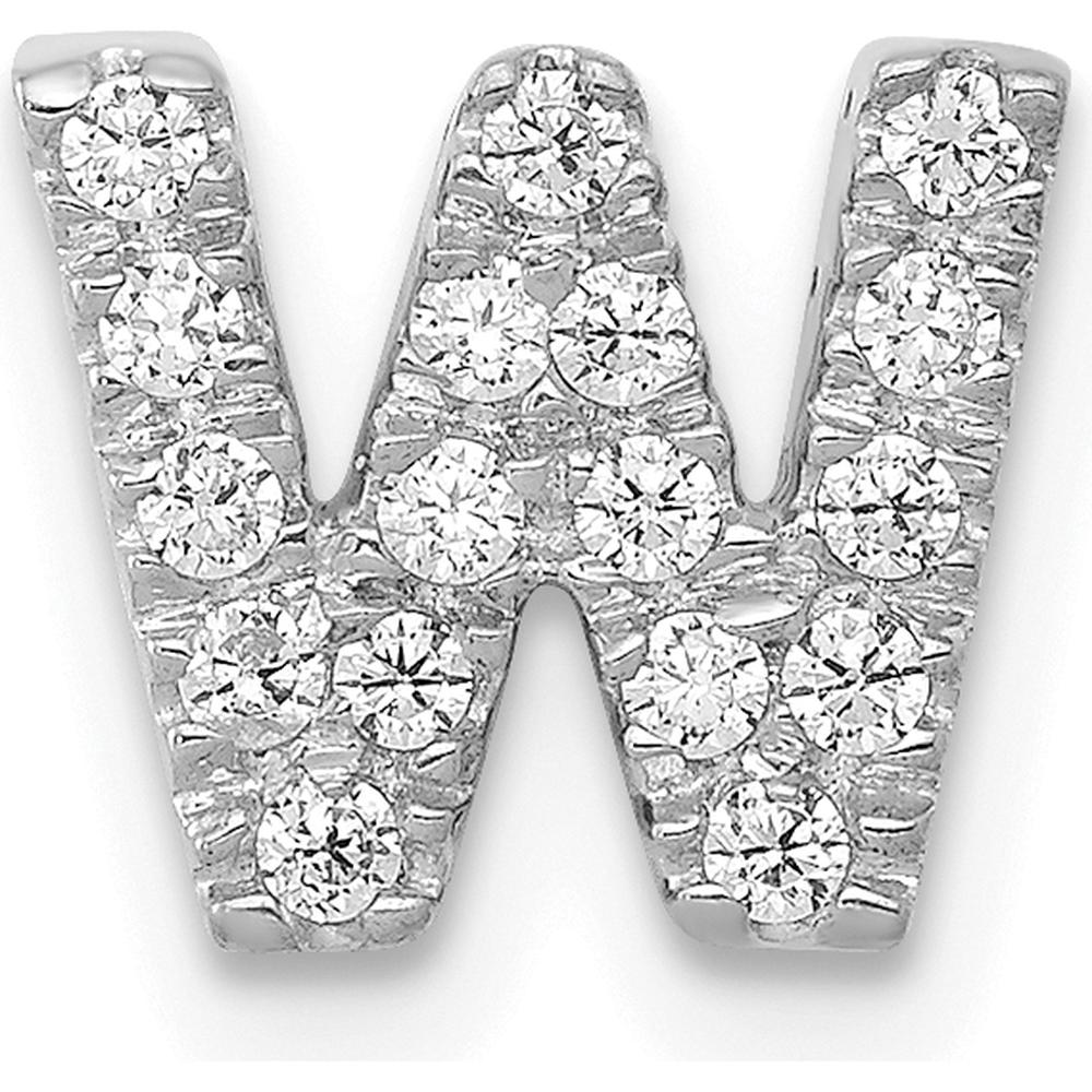 14K White Gold W Initial Diamond Pendant with Round Brilliant Diamonds - 0.18 Carat Total Diamond Weight by Monteluci Fine Jewelry