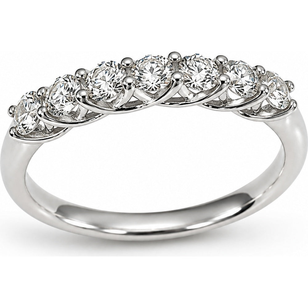 14K White Gold Wave Band with Shared Prong Set Round Lab Grown Diamonds - 0.46 Carat Total Diamond Weight by Auriventus