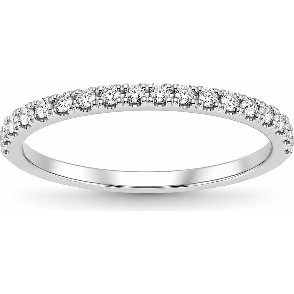 14K White Gold Wedding Band with 23 Prong-Set Round Diamonds - 0.38 Carat Total Diamond Weight by Auriventus