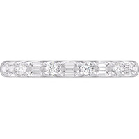 14K White Gold Wedding Band with Alternating Round and Emerald Cut Diamonds - 0.86 Carat Total Diamond Weight by Auriventus