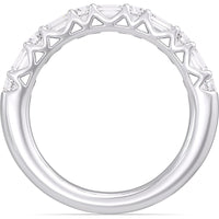 14K White Gold Wedding Band with Alternating Round and Emerald Cut Diamonds - 0.86 Carat Total Diamond Weight by Auriventus