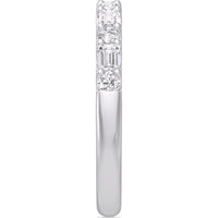 14K White Gold Wedding Band with Alternating Round and Emerald Cut Diamonds - 0.86 Carat Total Diamond Weight by Auriventus