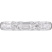 14K White Gold Wedding Band with Alternating Round and Emerald Cut Diamonds - 1.62 Carat Total Diamond Weight by Auriventus