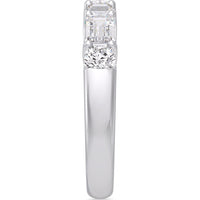 14K White Gold Wedding Band with Alternating Round and Emerald Cut Diamonds - 1.62 Carat Total Diamond Weight by Auriventus