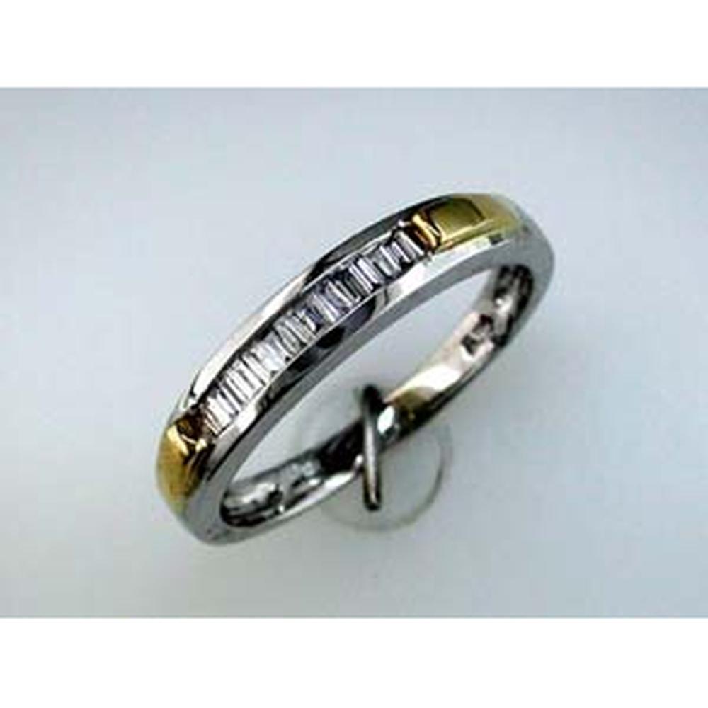 14K White Gold Wedding Band with Baguette Cut Diamonds - 0.14 Carat Total Diamond Weight - Royal Jewelry