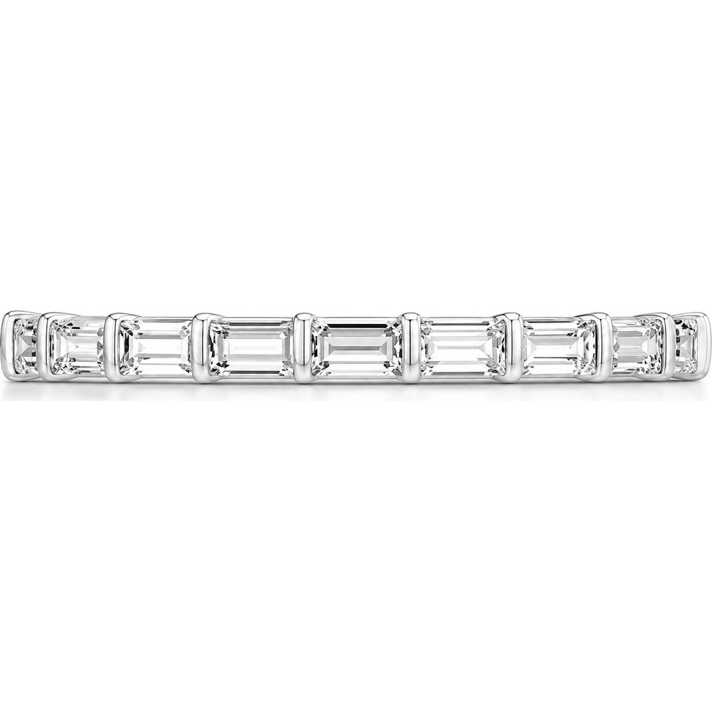 14K White Gold Wedding Band with Bar Set Emerald Cut Diamonds - 0.43 Carat Total Diamond Weight by Auriventus