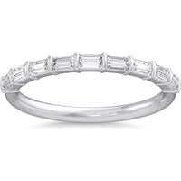 14K White Gold Wedding Band with Bar Set Emerald Cut Diamonds - 0.43 Carat Total Diamond Weight by Auriventus
