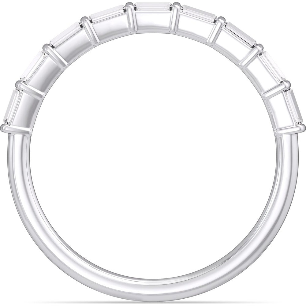 14K White Gold Wedding Band with Bar Set Emerald Cut Diamonds - 0.43 Carat Total Diamond Weight by Auriventus