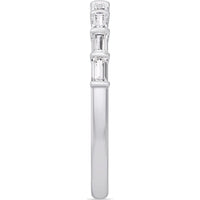 14K White Gold Wedding Band with Bar Set Emerald Cut Diamonds - 0.43 Carat Total Diamond Weight by Auriventus