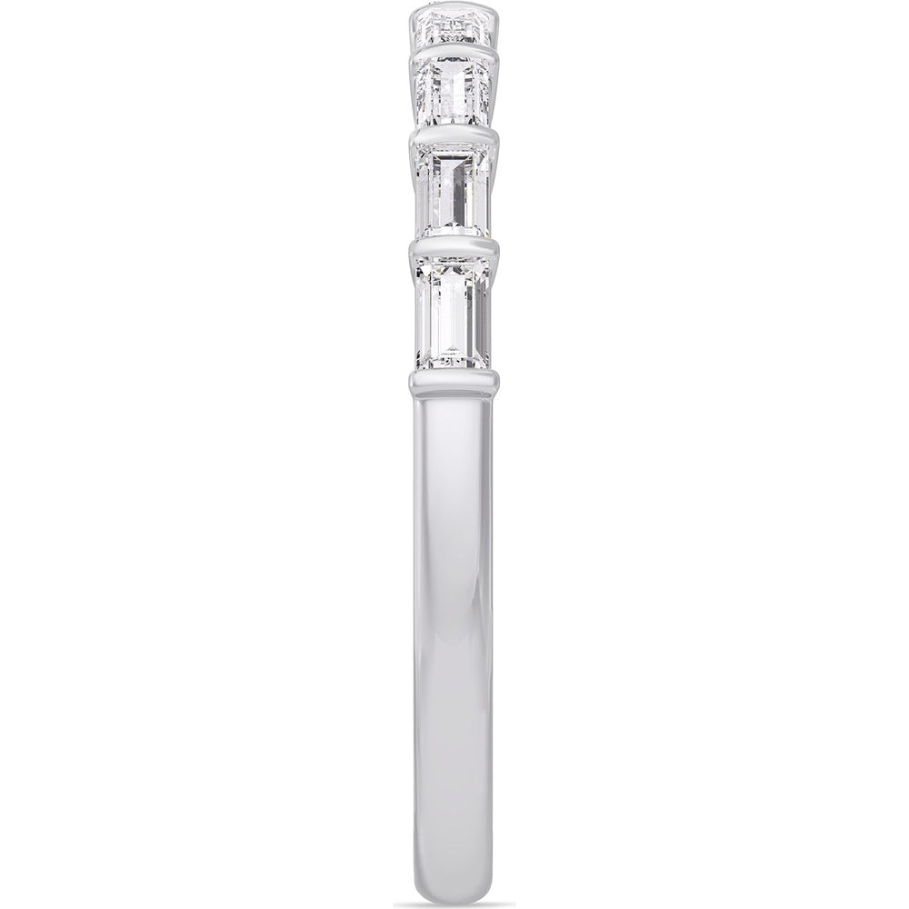 14K White Gold Wedding Band with Bar Set Emerald Cut Diamonds - 0.43 Carat Total Diamond Weight by Auriventus