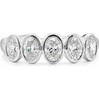 14K White Gold Wedding Band with Bezel Set Oval Diamonds - 1.01 Carat Total Diamond Weight by Auriventus