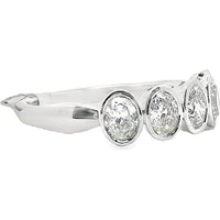 14K White Gold Wedding Band with Bezel Set Oval Diamonds - 1.01 Carat Total Diamond Weight by Auriventus