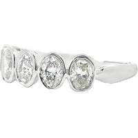 14K White Gold Wedding Band with Bezel Set Oval Diamonds - 1.01 Carat Total Diamond Weight by Auriventus