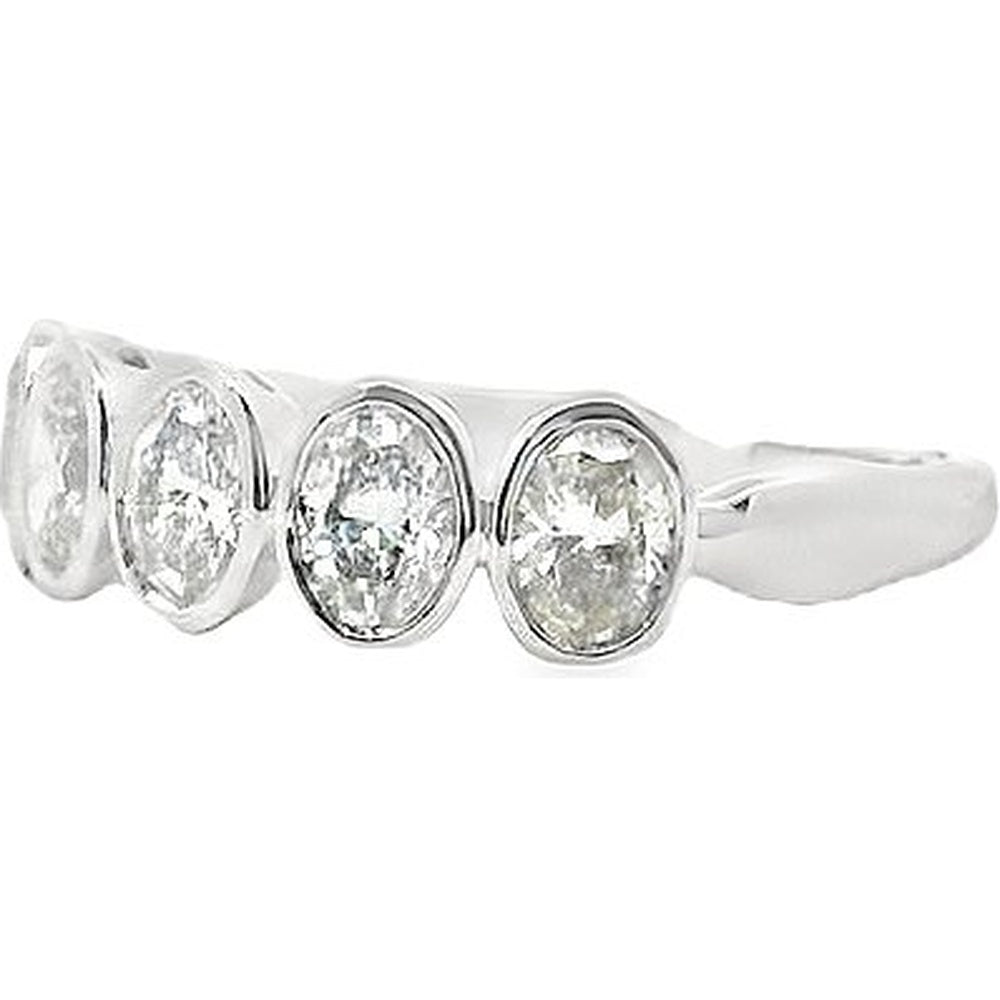 14K White Gold Wedding Band with Bezel Set Oval Diamonds - 1.01 Carat Total Diamond Weight by Auriventus