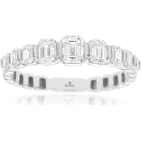 14K White Gold Wedding Band with Emerald Cut Diamonds - 1.00 Carat Total Diamond Weight - Royal Jewelry