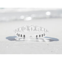 14K White Gold Wedding Band with Emerald Cut Diamonds - 1.00 Carat Total Diamond Weight - Royal Jewelry