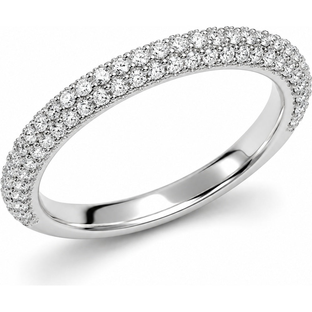 14K White Gold Wedding Band with Micro-Prong Set Round Diamonds - 1.13 Carat Total Diamond Weight by Auriventus